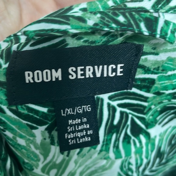 Nordstrom Room Service Green Palm Print Silky Open Robe L/XL - Picture 4 of 7